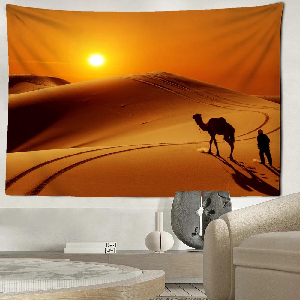 Desert Camel Tapestry Wall Hanging Abstract Mysterious Natural Landscape Art Animals Bohemian Bedroom Living Room Home Decor