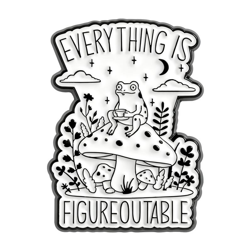 Don't Be Sad Meteor Enamel Pins Everything is Figureoutable Brooch Motivational Badges Mushroom Frog Jewelry Gift for Friends