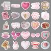 Heart-Shaped Pink Nordic Stickers - 50 pcs Waterproof DIY Decorative for Phone Cases