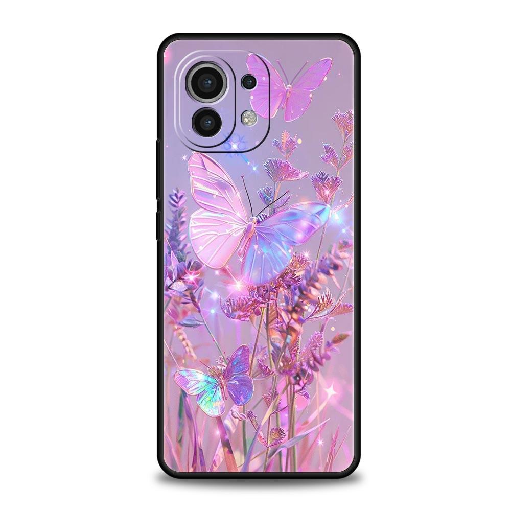 Blumen- und Schmetterlingsmuster Hülle Für Xiaomi Mi 15 14 13 12 11 Lite 14T 13T 12T 11T Pro Poco X7 X6 X5 X3 Pro F6 F5 F4 Abdeckung