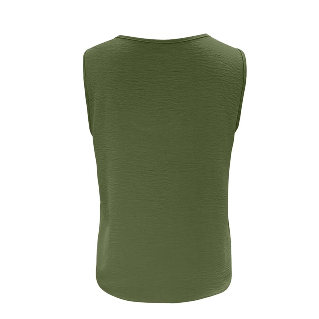 Women’s Sleeveless Tank Top with On Shoulder Casual Round Neck Loose Fit Blouse for Summer Daily Wear