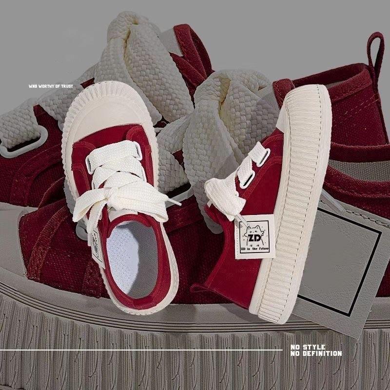 Spring and Autumn Four Seasons Women's Solid Color Sneakers Casual Lace-up Outdoor Leisure Shoes Comfortable Low Canvas Shoes