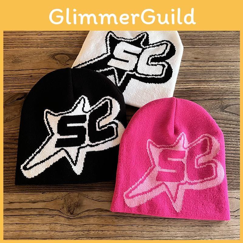 Pattern Sc Alphabet Acrylic Beanie Knit Hat Unisex Warm Hat For Outdoor Use