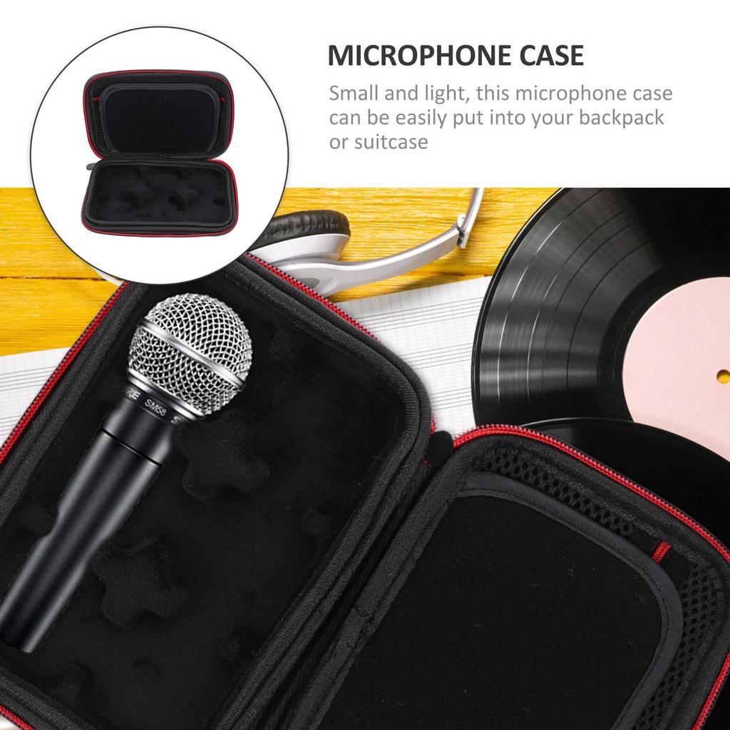 iPlusmile Microphone Storage Case Black Waterproof Dustproof Shockproof Impact Resistant 19cm Wireless Microphone Protection Box