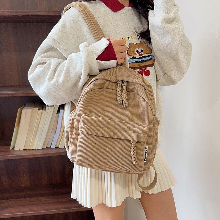 Schoolbag Hot-selling Velvet Backpack Women's Small 1011 New Fashion Corduroy Student Backpack Travel Small Backpack