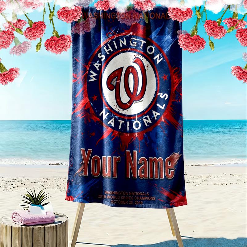 Name Custom Washington Nationals Print Beach Towel, Large Soft Quick Dry Towel for Beach Camping Swimming