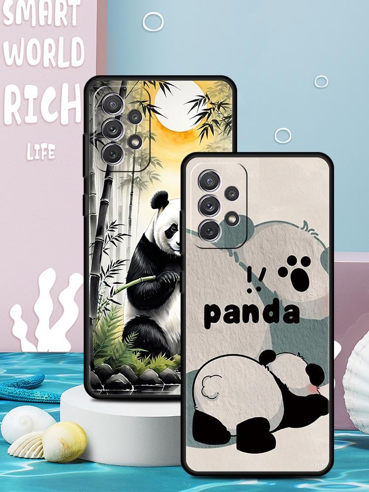 Baby Panda Phone Case for Samsung Galaxy A55 A35 A17 A07 A15 A13 A25 A51 A71 A72 A73 A32 A52 A52S A41 5G Soft TPU Shell Fundas