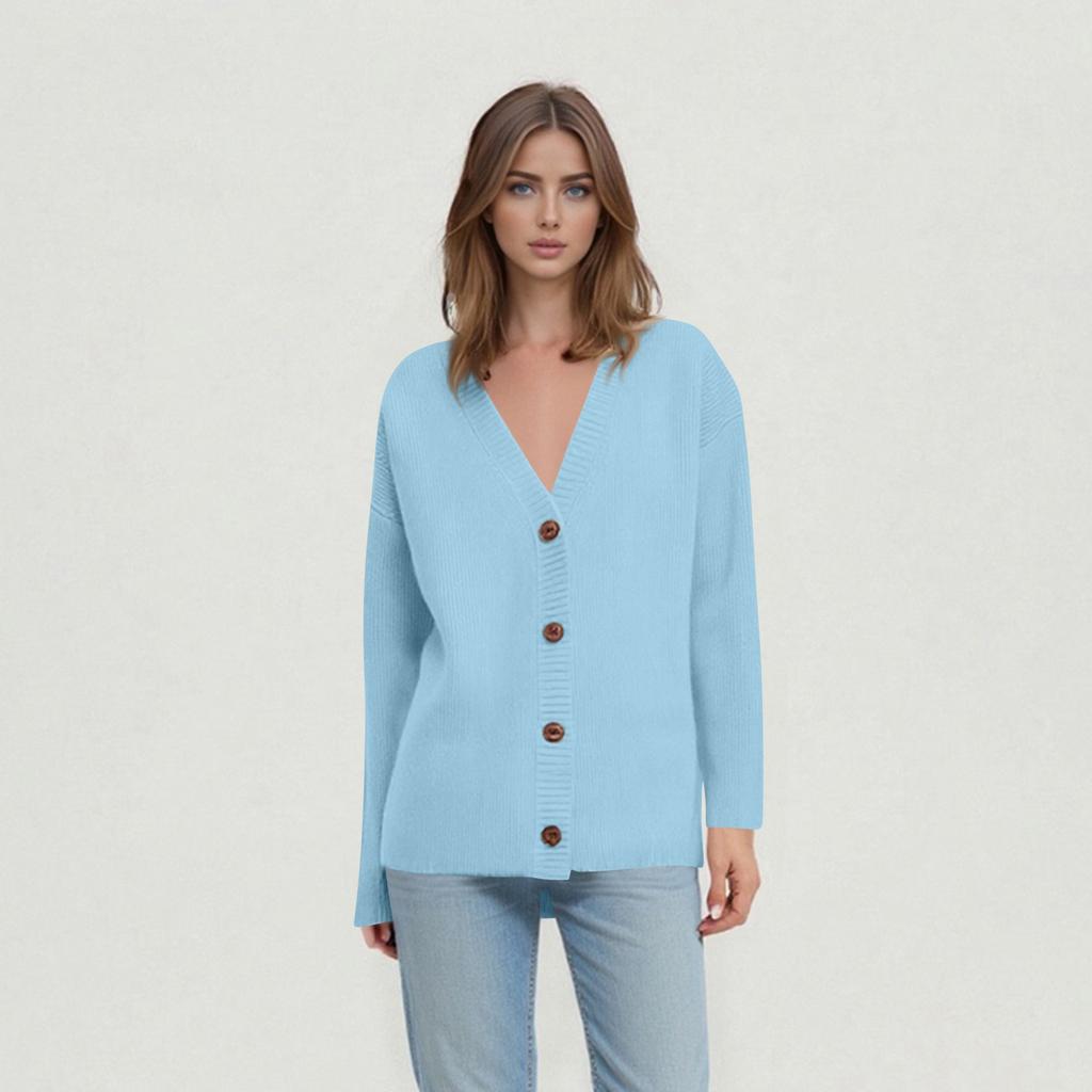 Kvinners avslappede hverdagstopper Strikket cardiganjakke