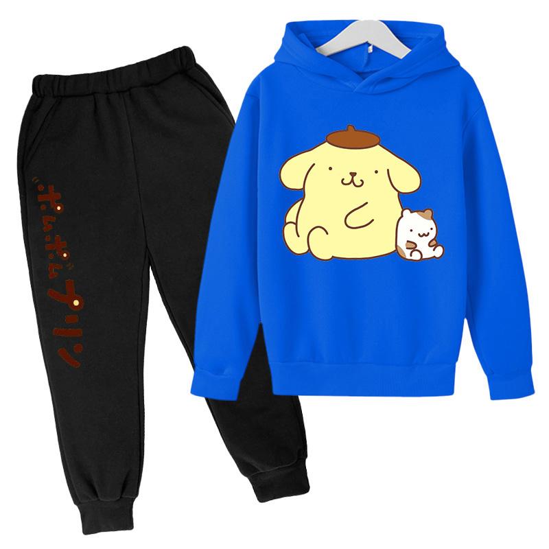

Япония и Южная Корея Милый желтый пудинг Собака Будиан Собака Помпомпурин Детская одежда с капюшоном для мальчиков и девочек Комплект худи 160