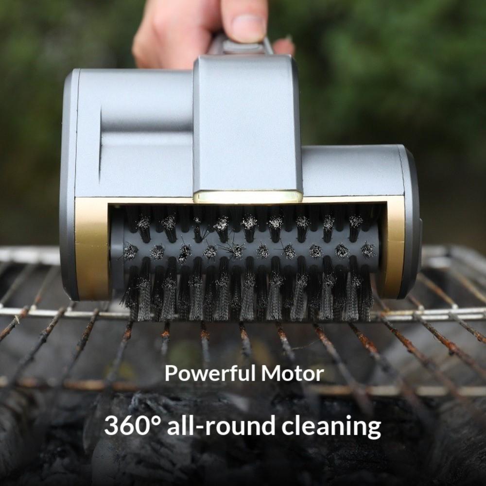 with LED Light Cordless BBQ Grill Brush Rechargeable BBQ Rotating Brush  Barbecue