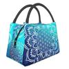Flower Of Life Abalone Shell On Pearl Insulated Lunch Tote Bag for Women Geometric Mandala Portable Cooler Thermal Bento Box