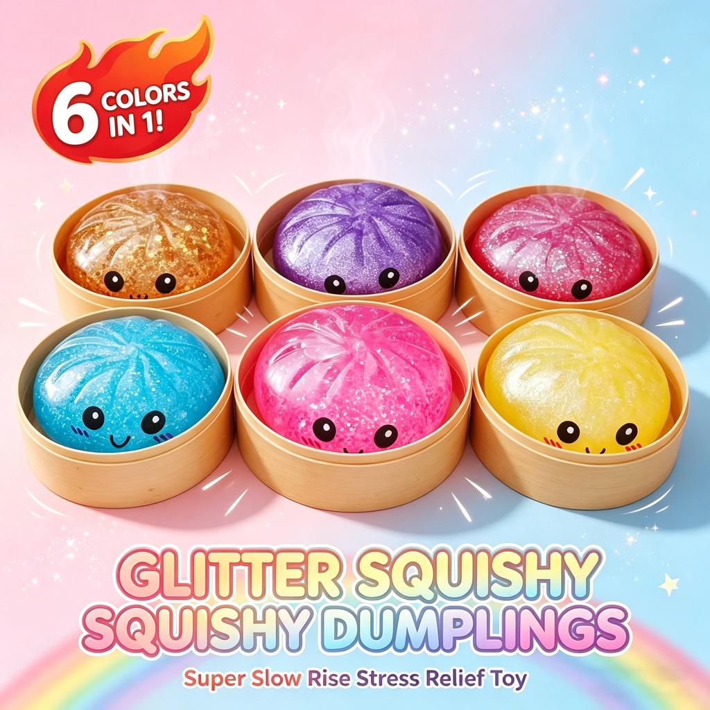 Übergroße Glitzer-Knödel-Squishies Weiches Langsam Rückprallendes Sensorisches Quetschspielzeug Linderung von Angst Fidget Stressball Bürogeschenke