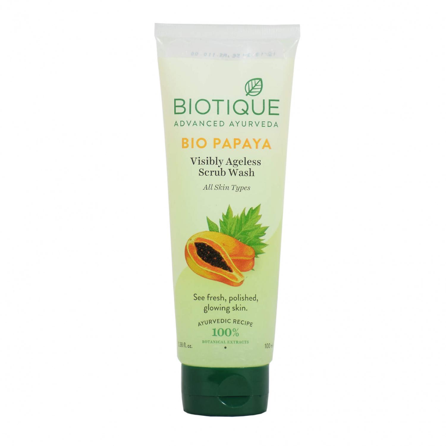 Скраб для лица с Папайей: омолаживающий (100 г), Bio Papaya Visibly Ageless Scrub Wash, Biotique 8.875