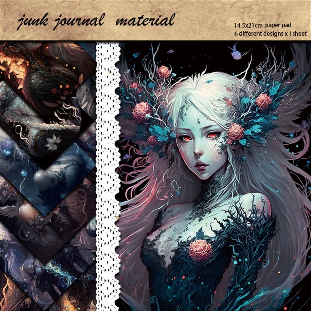 6 Листов Темного Эльфа Ретро Европейский и Американский Коллаж Фон Бумага для Ведения Дневника