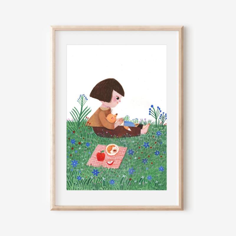 1pc Children's Day Art Poster Cute Girl with Animals Nature Art Boys and Girls Room Decoration Perfect Gift for Children's Day