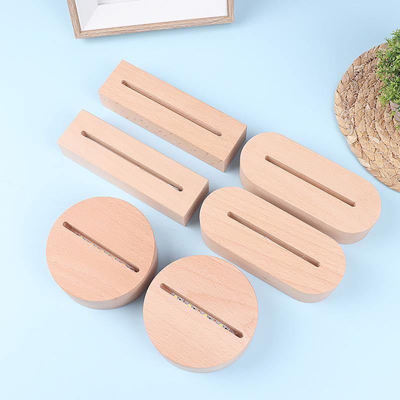 AAA Batteriebetriebener LED-Lichtständer mit Holzsockel für Acryl-Nachtlampe, Kunst, DIY-Holzlichtständer