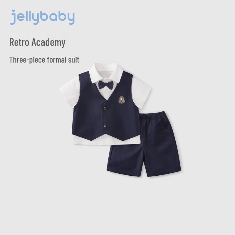 JELLYBABY Boys  Summer Preppy Three-Piece Casual Set 80