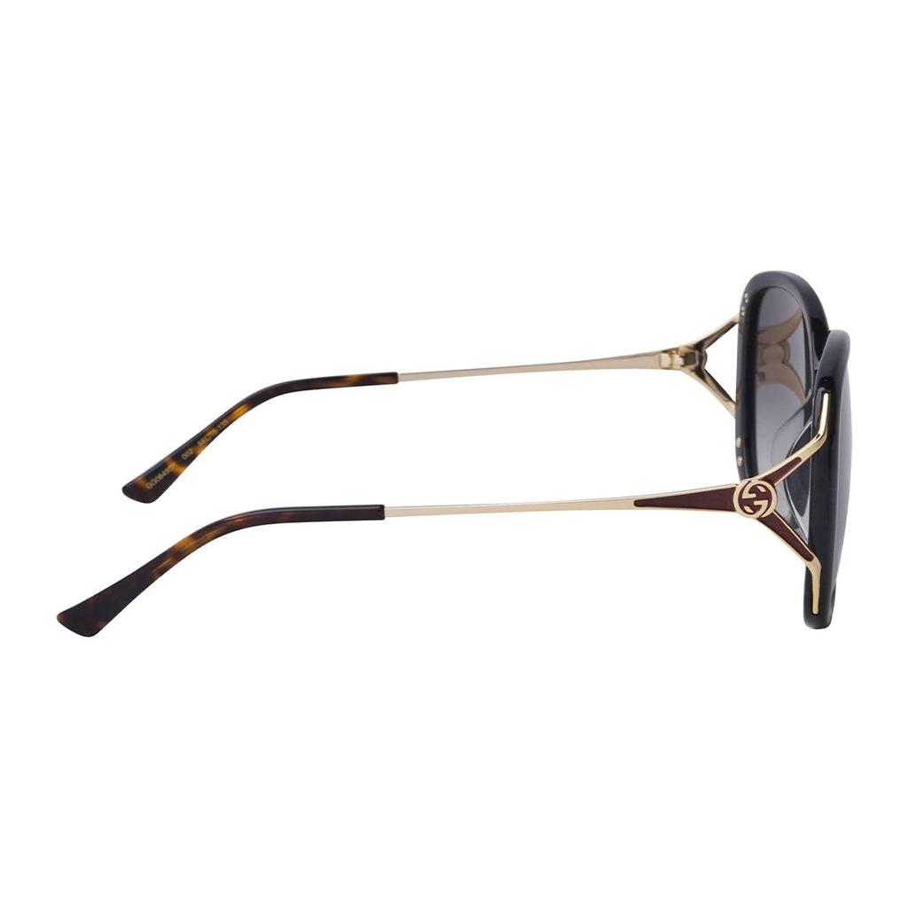 Gucci Black Round Frame Gold Brown Lens Round Sunglasses Women sunglasses GG0649SK-002