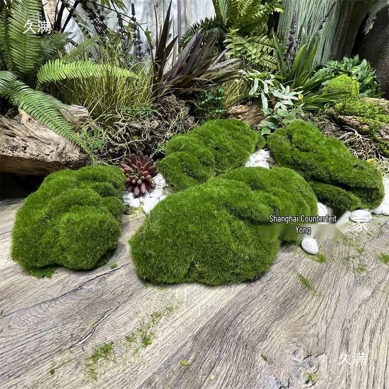 Artificial Moss Stone Decor: Green Hairy Stone Prop for Photography and Bonsai Landscaping