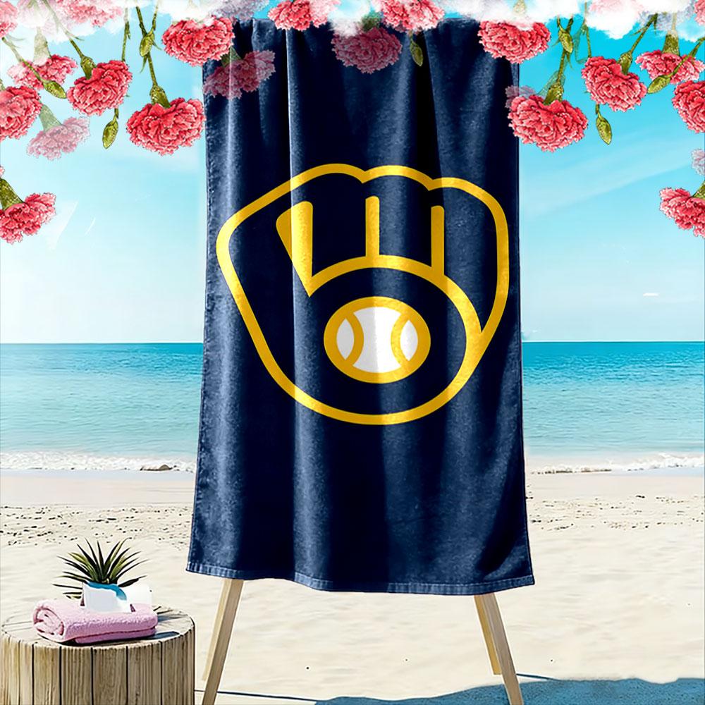 Yellow Baseball Glove with Ball Design Patterned beach towel quick dry perfect for travel outdoor sports jogging the beach and swimming