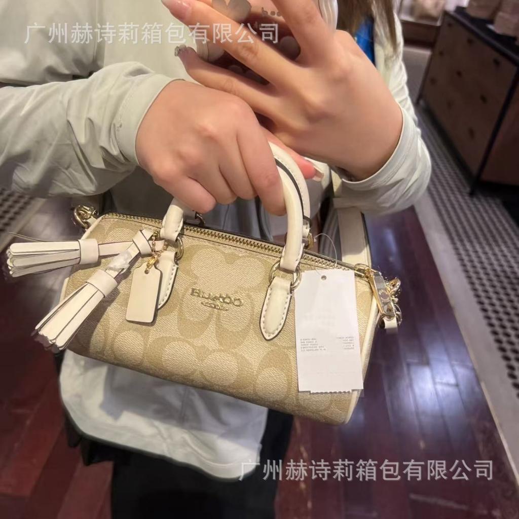 Koujia's New Lacey 19 Pen Holder Bag, European and American Retro-coated Presbyopia Shoulder Messenger Bag, Portable Cylinder Bag.