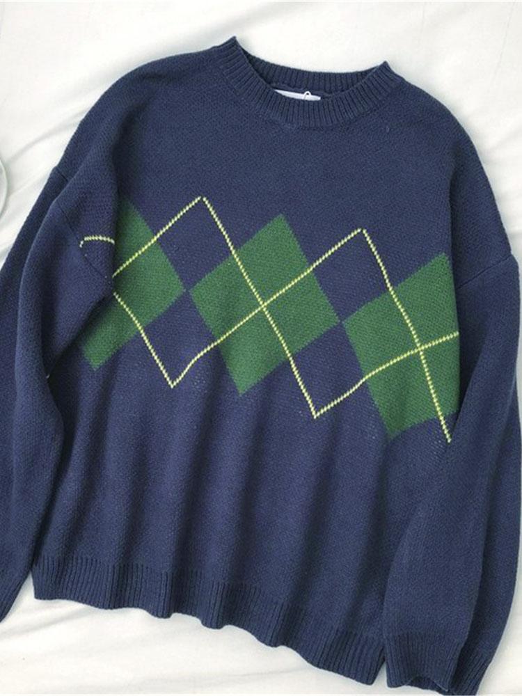 

Осенний женский вязаный свитер, модные пуловеры больших размеров, женский зимний свободный свитер, корейский джемпер в студенческом стиле One Size синий