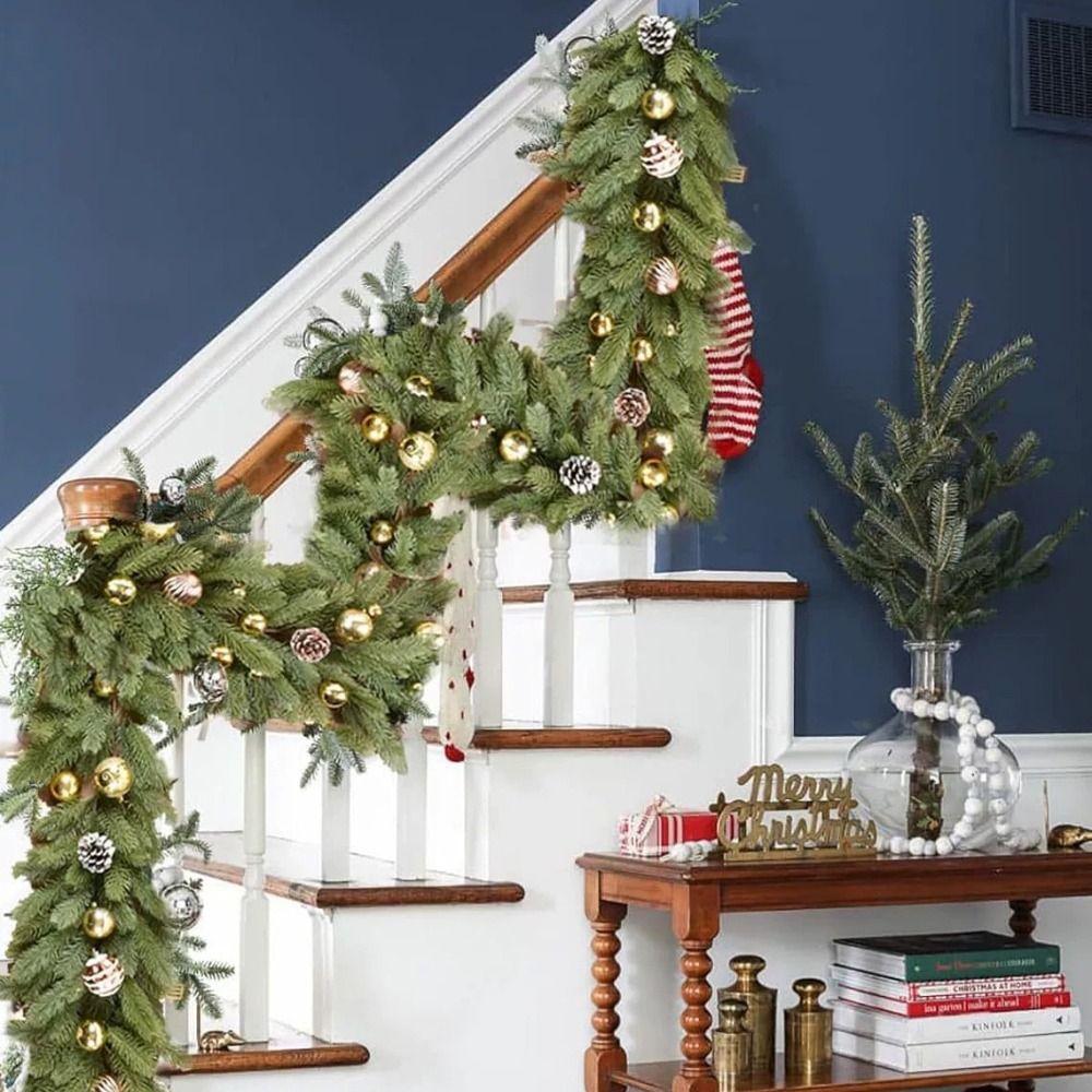 Green Artificial Pine Wreaths 190cm Xmas Tree Christmas Garland Party Party Wedding Ornament Hanging Garland Rattan