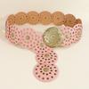 Vintage Cowgirl Buckle Belt Colorful Round PU Hollow Belt Cowboy Waistband  Waist Accessories