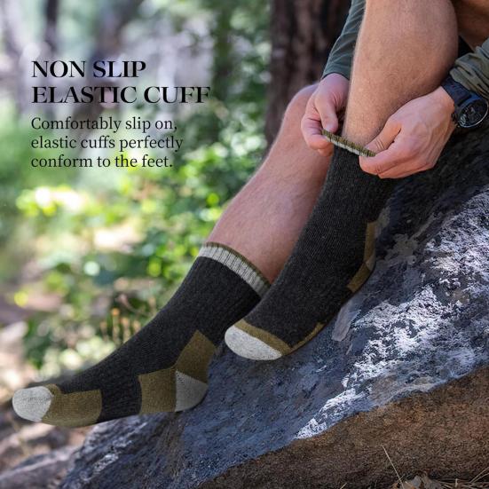 5 Pairs Men Warm Winter Socks Fleece Lined Crew Socks Color Block Thickened Thermal Socks for Daily Wear Street Work Sports