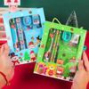 6Pcs Christmas Stationery Gift Set Christmas Party Favors Xmas Stationery Gift Include Cartoon Xmas Notebook Pencil Ruler Eraser
