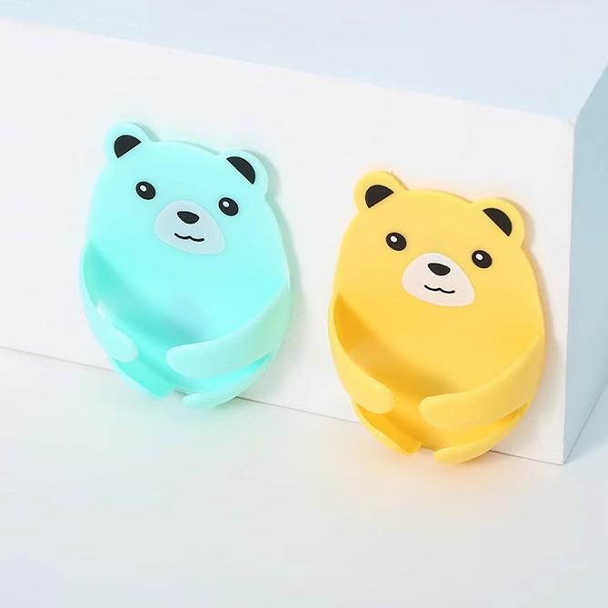 Cartoon Bear Power Socket Hook - No Punching Required, Cute Bear Plug Storage for Home and Kitchen