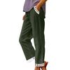 Women's Fashion Color Pocket Elastic Waist Versatile Cotton Lace Casual Sports Pants