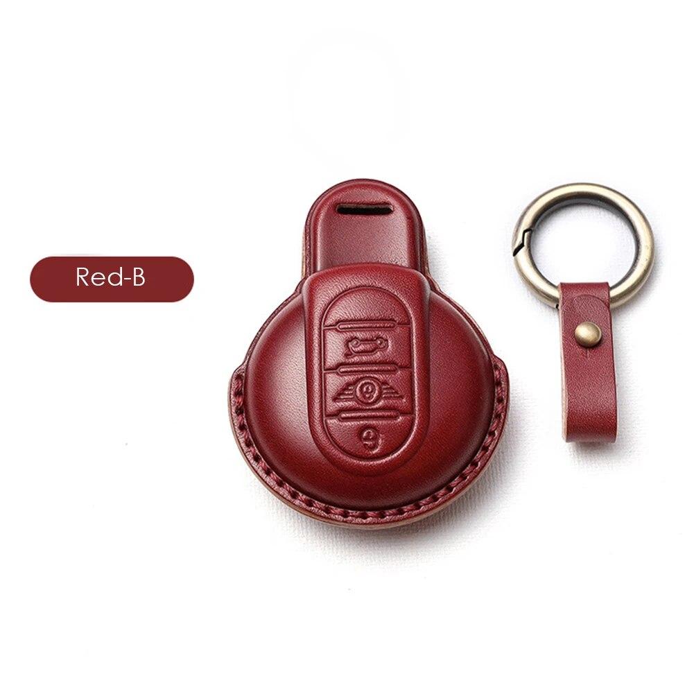 Kožený kryt na klíče od auta pro BMW MINI COOPER S ONE JCW F54 F55 F56 F57 F60 CLUBMAN COUNTRYMAN Držák na dálkový ovladač Shell Keychain