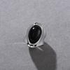 Niche High-End Cold Wind Irregular Copper Plated Platinum Inlaid Black Agate Ring, Unique Personality Trend Ring