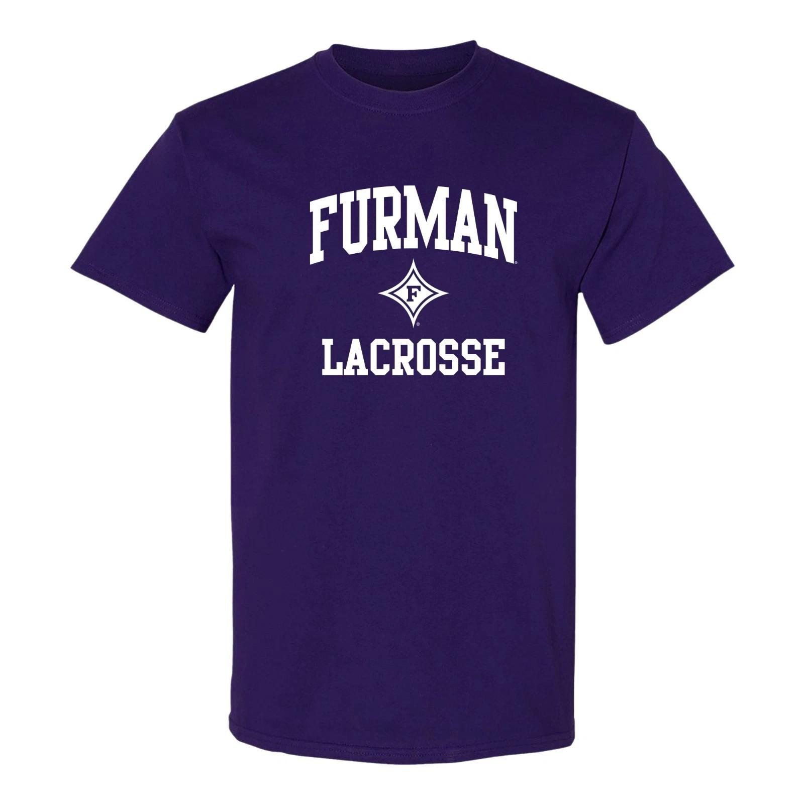 Furman Arch Logo Lacrosse T-Shirt - Purple S