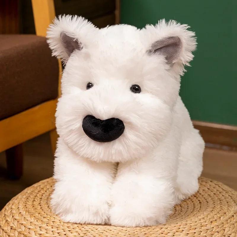 35cm Kawaii Fluffy Hair West Highland Dog White Terrier Plushie Soft Puppy Plush Toy Stuffed Lifelike Animals Baby Appease Doll