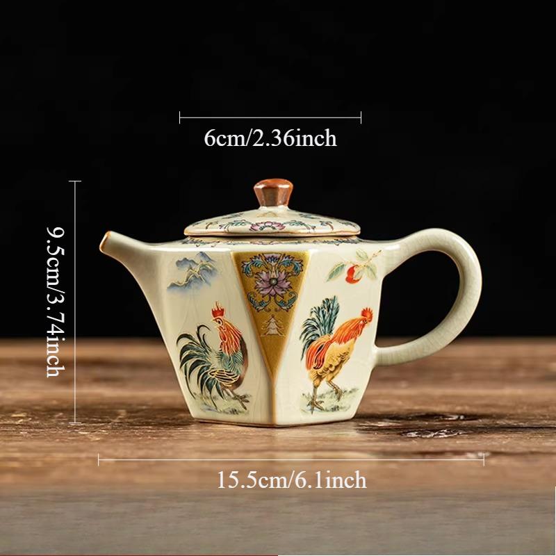 

230ml Jingdezhen Golden Chicken Teapot Ceramic Ru Kiln Teapot Household Green Tea Pu er Teapot Chinese Kung Fu Tea Set