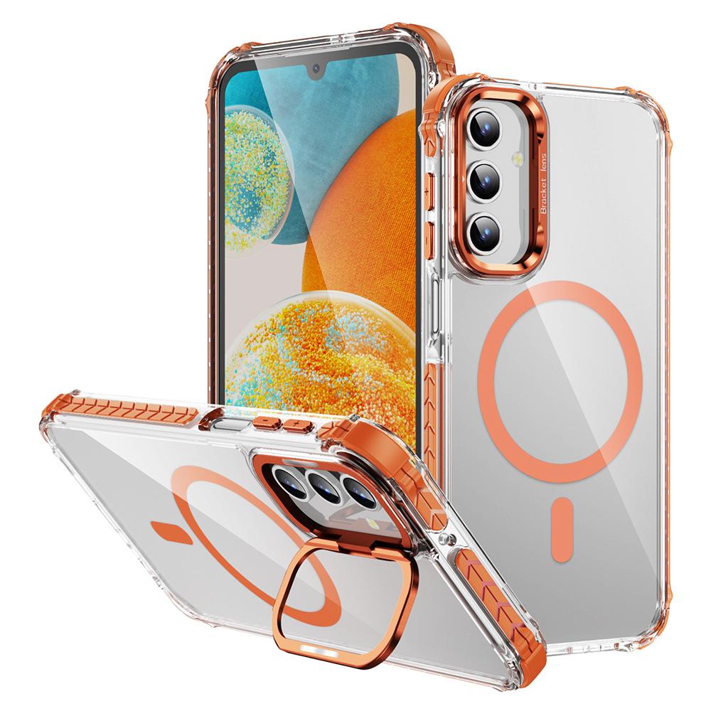 For Samsung Galaxy S24 Clear Phone Case with Lens Kickstand Cover Compatible with MagSafe