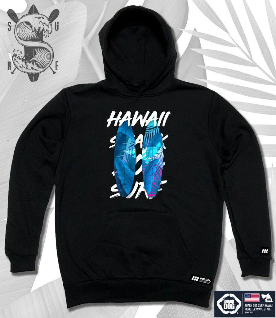 Shark-Dog-Hoody-115 Shark Dog Surfing Hawaii Character Graphic Hoodie