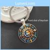 Glass Pendant Keychain With Sun Moon Pattern Cute Key Accessory For Gifts
