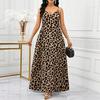 Trendy 2025 Women's Leopard & Butterfly Print Spaghetti Strap V-Neck Maxi Dress