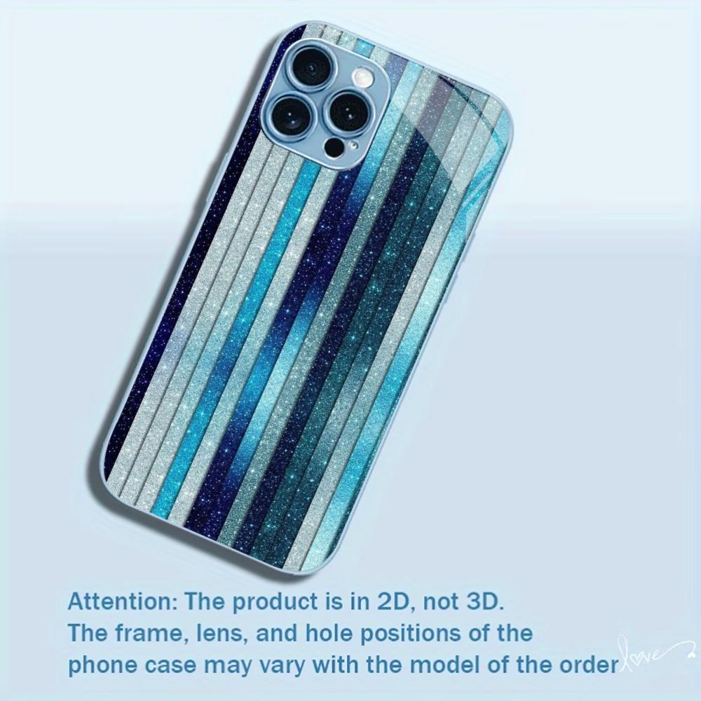 Various blue vertical stripes Man Protect PhoneCase Glass PhoneCase for iPhone 17 16 15 14 13 12 11pm Pro Plus Dropresistant