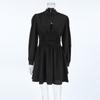 European and American Chiffon New High Neck Long Sleeve High Waist A-Line Dress Fashion Short Dress for Women