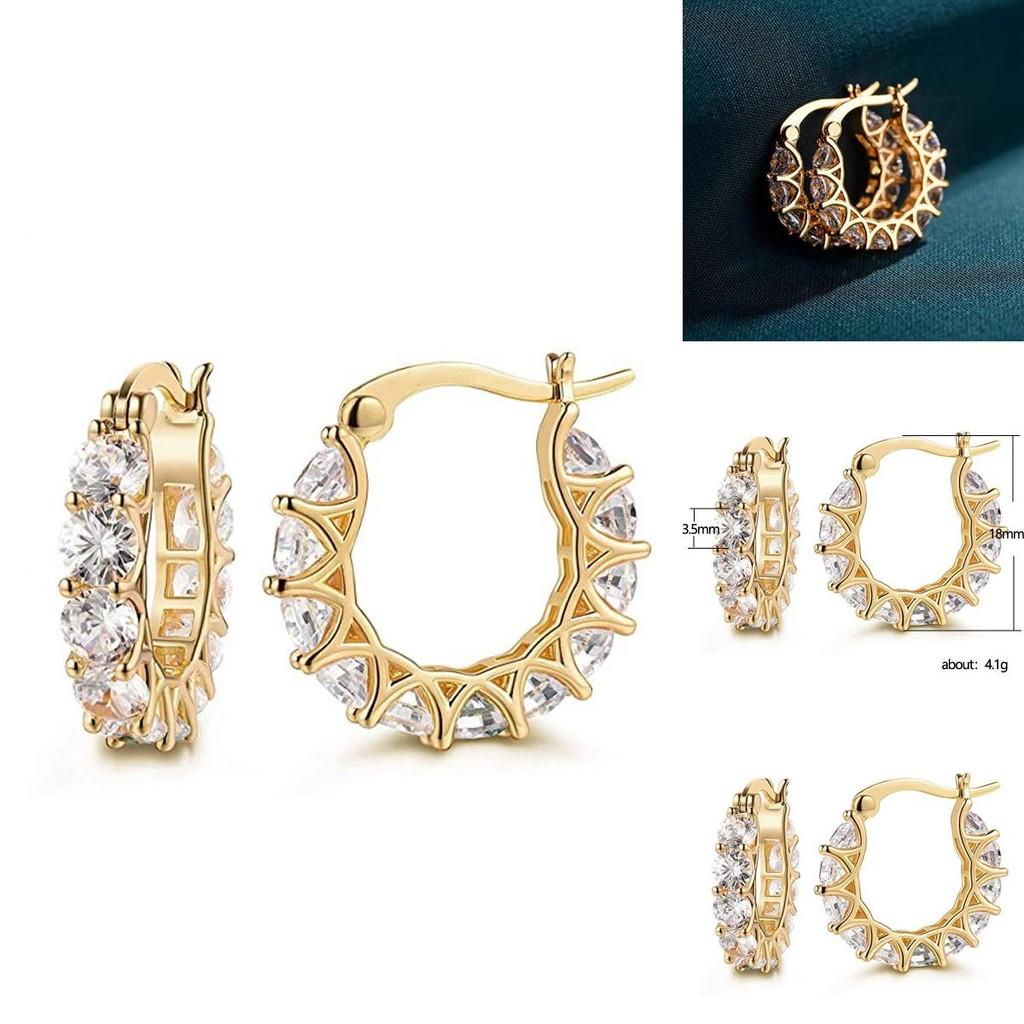 Elegant Copper Zirconia Hoop Earrings For Women With Geometric Design And French Flair