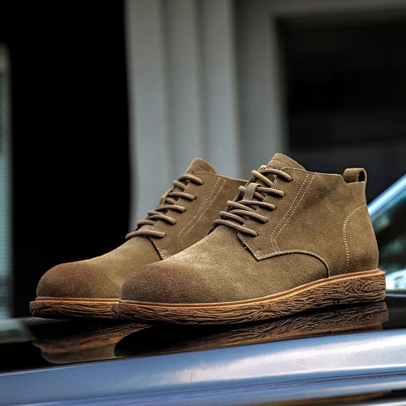 

Ботинки Martin мужские осенние кожаные полусапожки средней высоты из натуральной кожи в британском стиле в стиле ретро с тулингом из ревеня 42 хаки