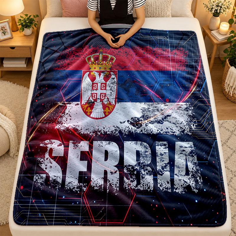 Flannel BlanketSerbia Warm Soft Throw Blanket for Indoor Sofa Bed Living Room Use