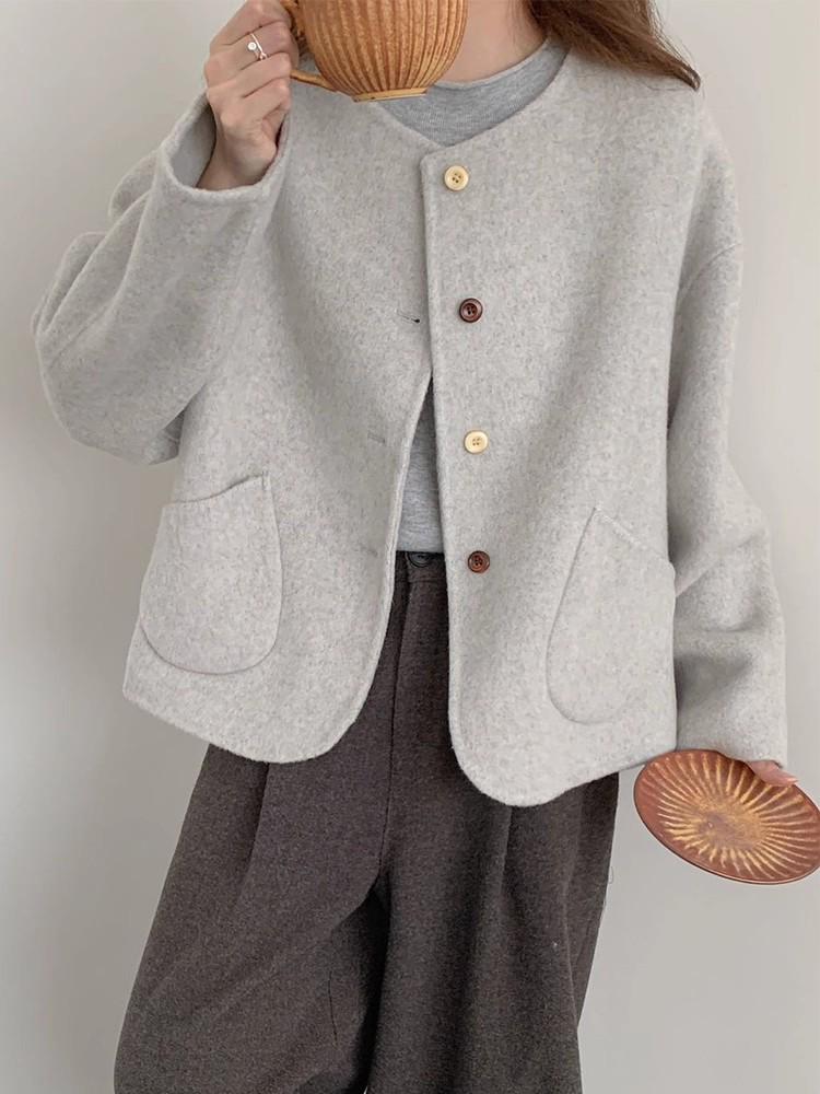 2026 A/W Blogger-Inspired Double-Sided Cashmere Coat: Women's Korean-Style Loose Woolen Jacket