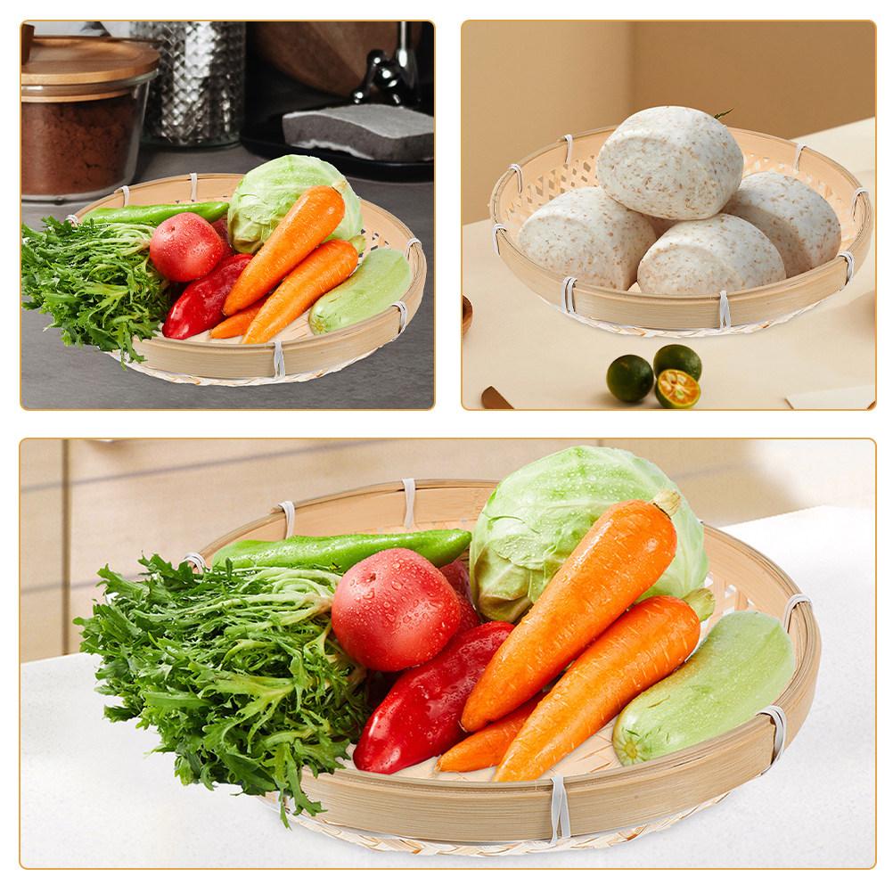 Bamboo Basket Woven Large Capacity Fruit Storage Kitchen Home Decor Serving Container Handmade Food Holder