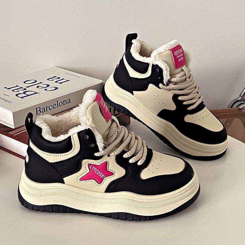 

Maillard cotton shoes autumn and winter velvet shoes little white shoes 2025 new platform casual board shoes student big cotton shoes 40 чорний