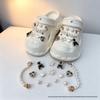 Coco Style Pearl Chain Shoe Decoration Set with Removable Flower Buckles